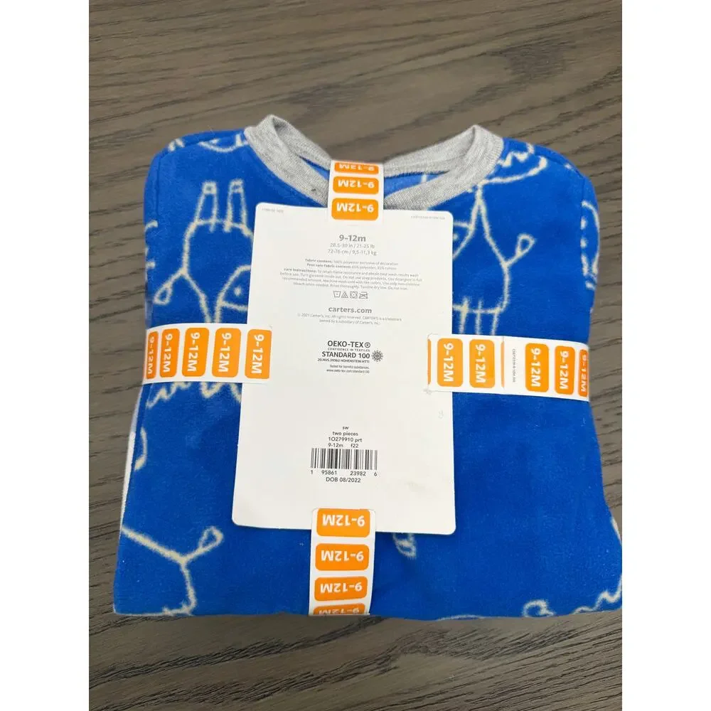 Carter’s 2-Pack Fleece Footed Sleepers Airplanes Moose 9-12M NWT
